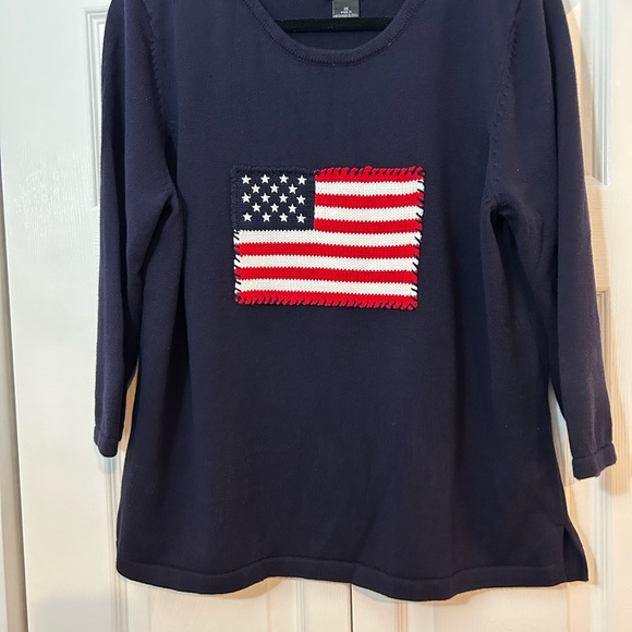 Rafaella 1X Navy American Flag Knit Sweater Top Patriotic - Picture 3 of 5